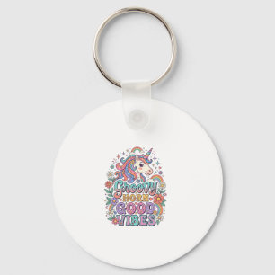 Porte-clés Corne Groovy Licorne Bonnes Vibrations Charmant PO