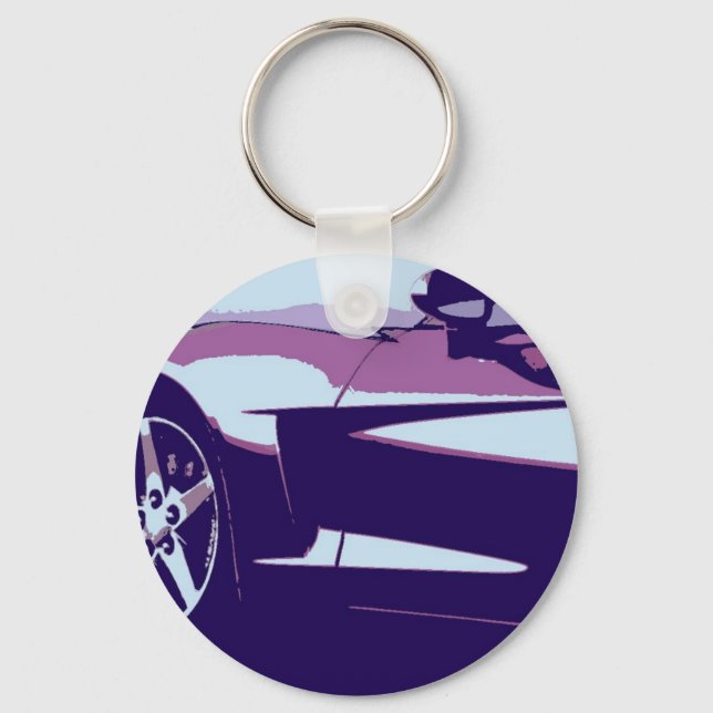 Porte-clés Corvette d'art pop violette (Recto)