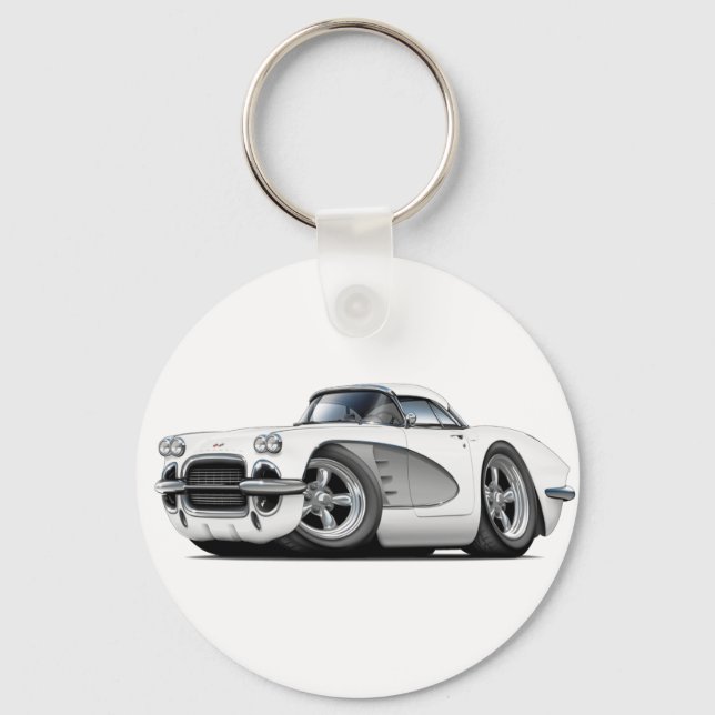 Porte-clés Corvette en argent blanc 1961 (Recto)