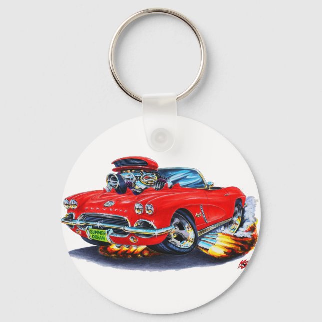 Porte-clés Corvette rouge convertible 1962 (Recto)