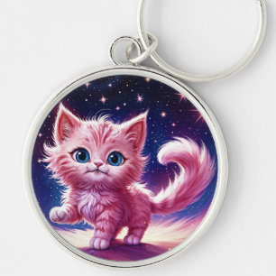 Porte-clés Cosmic animal rose féline chatte style moderne