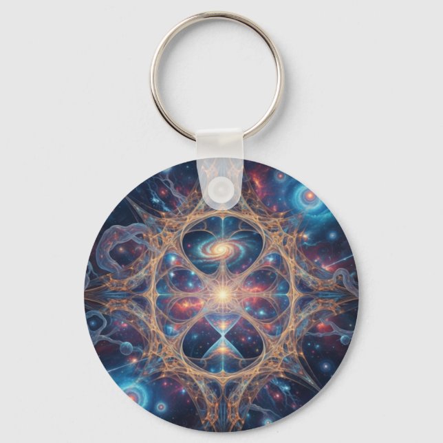 Porte-clés Cosmic Sacred Geometry Galaxy Mandala Art (Recto)