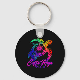 Porte-clés Costa Maya Mexique Tie Dye Tortue de Mer Hibiscus