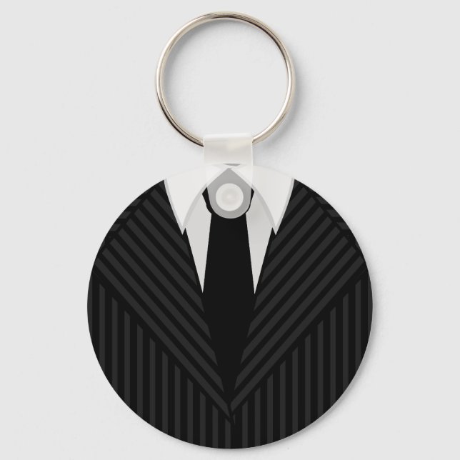 Porte-clés Costume à rayures et Cravate Mens Clavier rond cla (Recto)