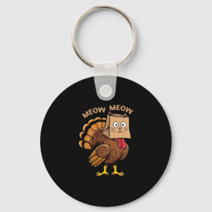 Porte-clés Costume de chat de Thanksgiving heureux Dinde Drôl