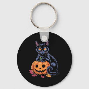 Porte-clés Costume Halloween Citrouille Chat Noir Rétro Autom