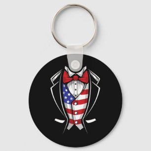 Porte-clés Costume Usa Smoking Patriotique 4 Juillet Drapeau 