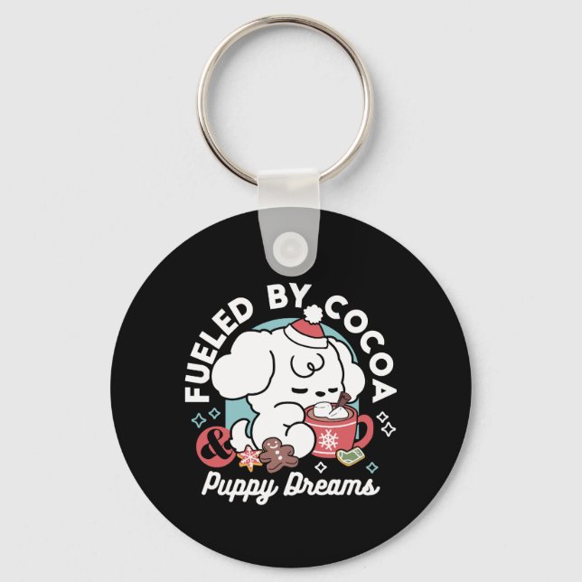Porte-clés Cosy Puppy Dreams - Chocolat chaud et Noël (Recto)