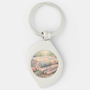 Porte-clés Cottagecore Courtepointure Florale en Patchwork Aq