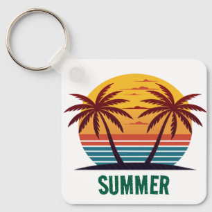 Porte-clés Coucher de soleil avec vecteur de palmiers