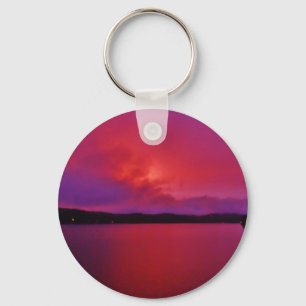 Porte-clés Coucher de soleil rose vif sur le lac Arrowhead
