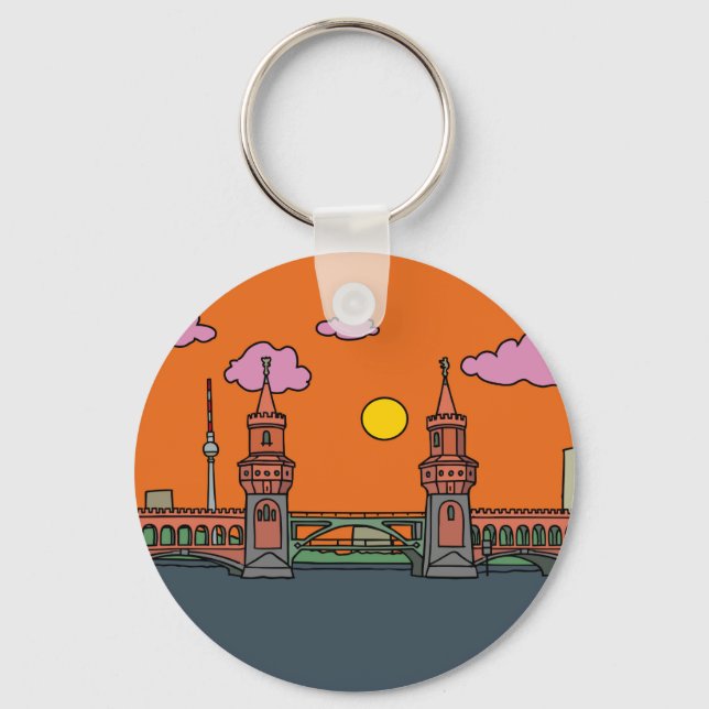 Porte-clés Coucher de soleil sur le pont Oberbaum à Berlin (Recto)