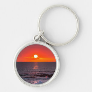 Porte-clés Coucher du soleil tropical personnalisé d'océan 