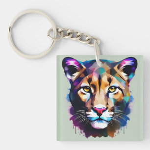 Porte-clés Cougar Color Splash Art Abstrait,
