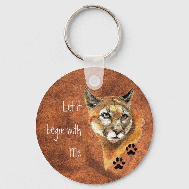 Porte-clés Cougar Puma Mountain Lion "Laisse-le commencer par (Recto)