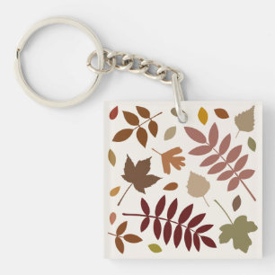 Porte-clés Couleurs d'automne sur crème tombante Feuille