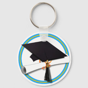 Porte-clés Couleurs de l'école de Casquette de grade bleu