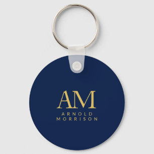 Porte-clés Couleurs d'or bleu Monogramme Lettres initiales No