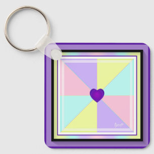 Porte-clés Couleurs pastel & coeurs violets battre