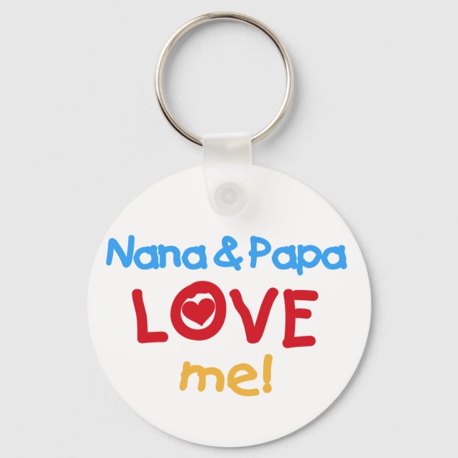 Porte-clés Couleurs primaires Nana et Papa m'aiment (Recto)