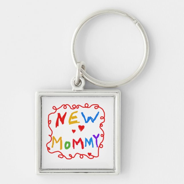 Porte-clés Couleurs primaires Texte Nouveaux cadeaux maman (Devant)