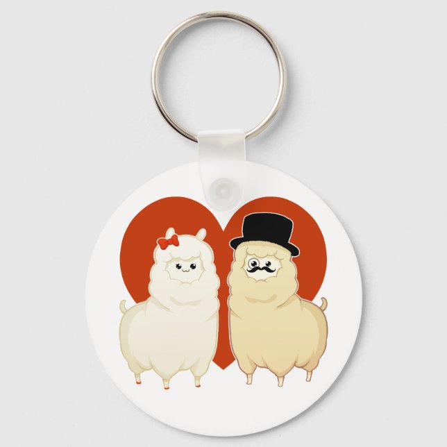 Porte-clés Couple Alpaca mignon (Recto)