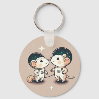 Porte-clés Couple de souris astronaute