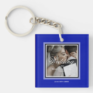 Porte-clés Couple mariage bleu Cobalt personnalisable