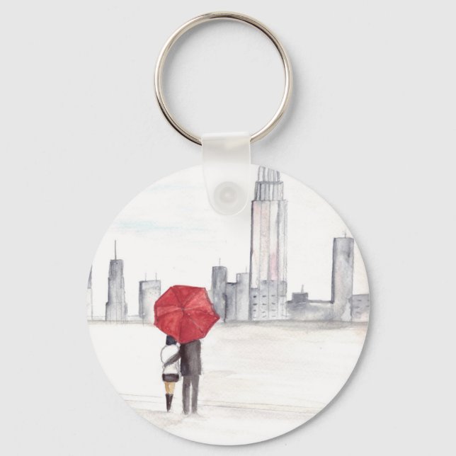 Porte-clés Couple parapluie rouge New York cool à la mode bel (Recto)