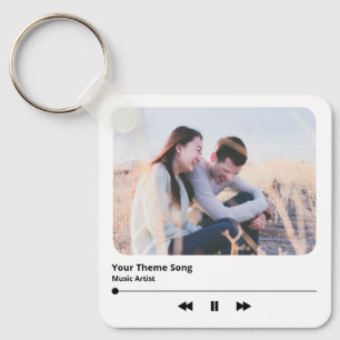 Porte-clés Couple Photo Music Plaque Chanson préférée QR Code
