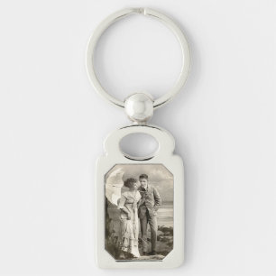 Porte-clés Couple romantique vintage avec parasol
