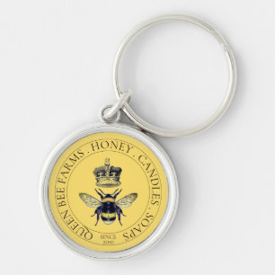 Porte-clés Couronne d'abeilles sur miel d'airain d'or jaune
