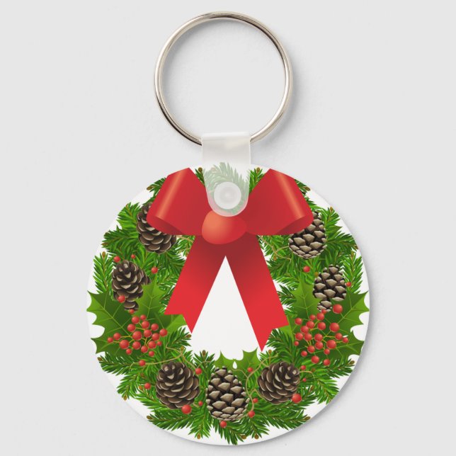 Porte-clés Couronne de Noël pour les fêtes (Recto)