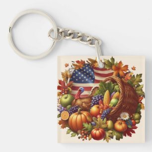 Porte-clés Couronne de Thanksgiving dinde USA/Américain