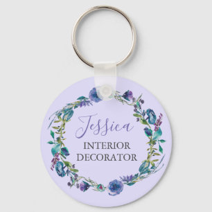 Porte-clés Couronne florale violette de métier personnalisée