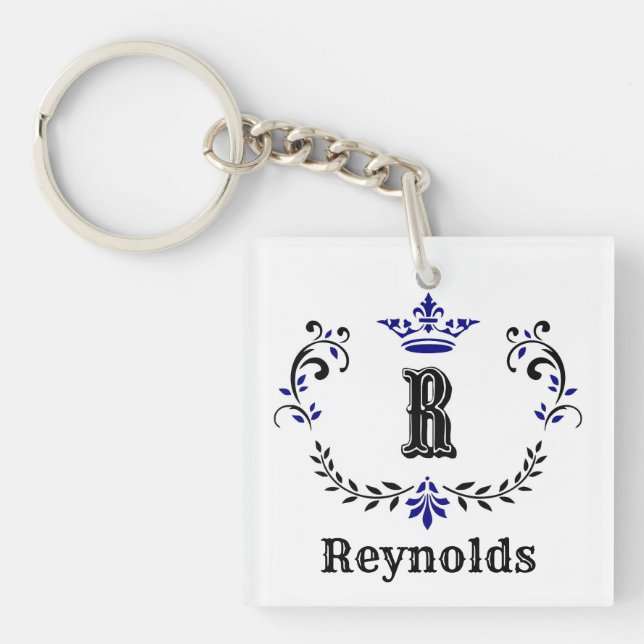 Porte-clés Couronne Wreath Monogramme 'R' Personnalisé (Devant)