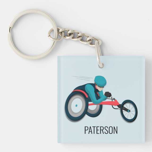 Porte-clés Course en fauteuil roulant (Devant)