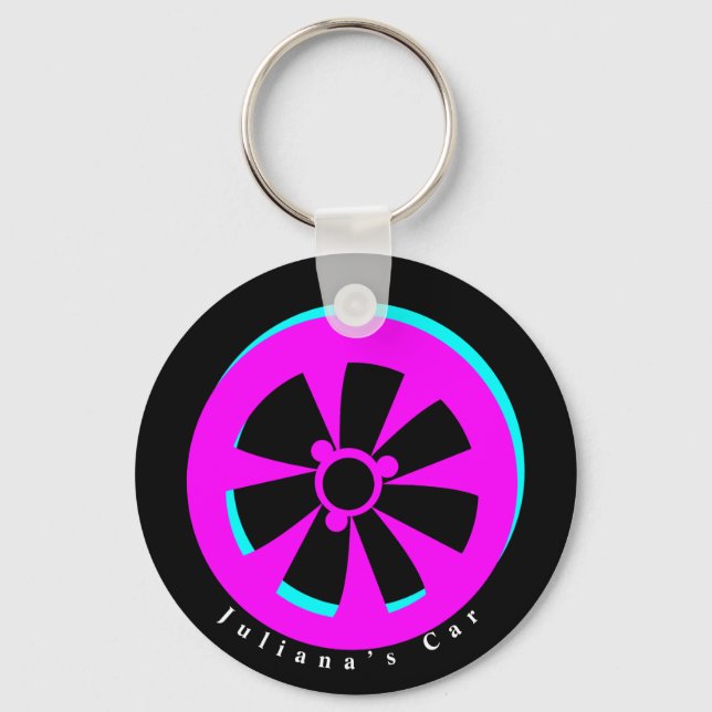 Porte-clés Courses Voiture Rim Neon Rose Noir (Recto)