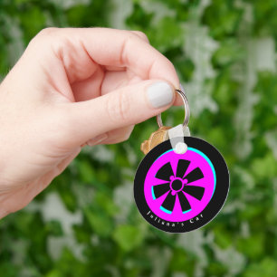Porte-clés Courses Voiture Rim Neon Rose Noir
