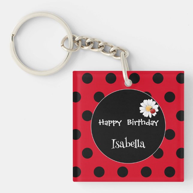 Porte-clés Coute Polka point Ladybug Daisy Flower fête d'anni (Devant)