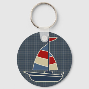 Porte-clés Coutume bleue, rouge, crème nautique de voilier