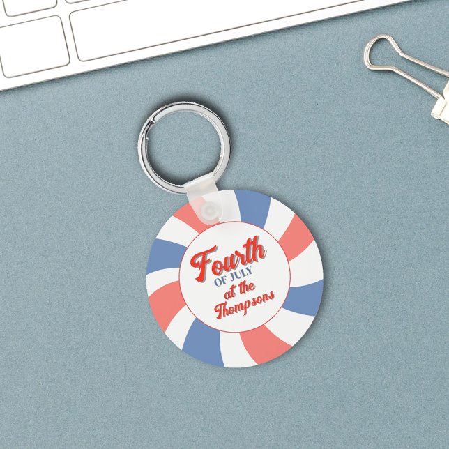 Porte-clés Coutume rouge blanc et bleu 4 juillet (Red, white and blue fourth of July Keychain.)
