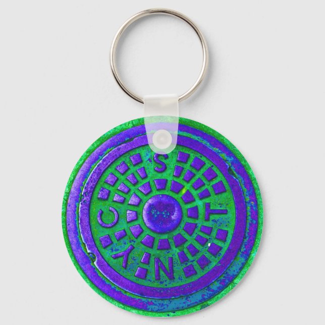 Porte-clés Couverture de rue NYC "violet" (Recto)