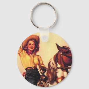 Porte-clés Cow-girl sur son cheval