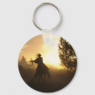Porte-clés Cowboy avec Lasso au coucher du soleil