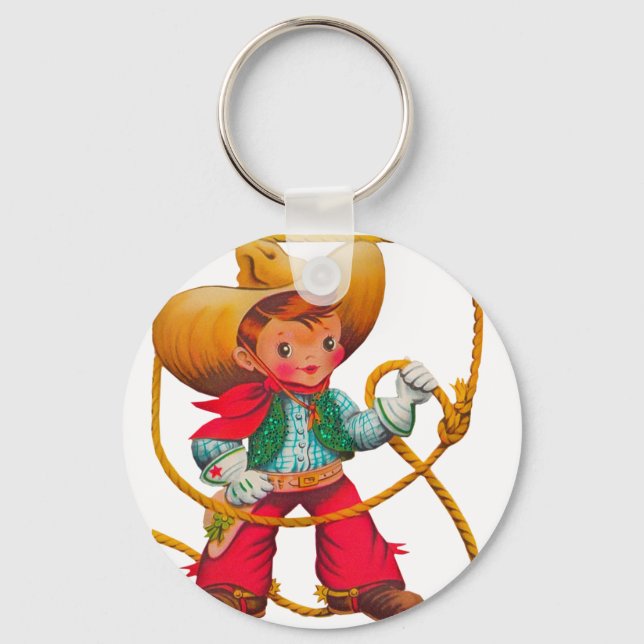 Porte-clés Cowboy Retro Boy Child Cute Western (Recto)