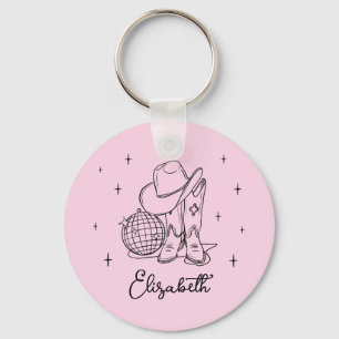 Porte-clés Cowgirl disco rose dernier rodéo enterrement de vi