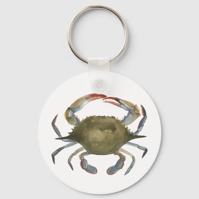 Porte-clés Crabe d'aquarelle - gris (Recto)