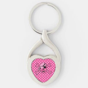 Porte-clés Crâne avec Pois roses