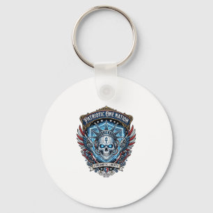Porte-clés Crâne Cyber Liberté Patriotique Futur Cyberpunk Gr